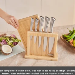 Karaca Vigor 7-teiliges Messerset und Schneidebrett Holz03 Clearance