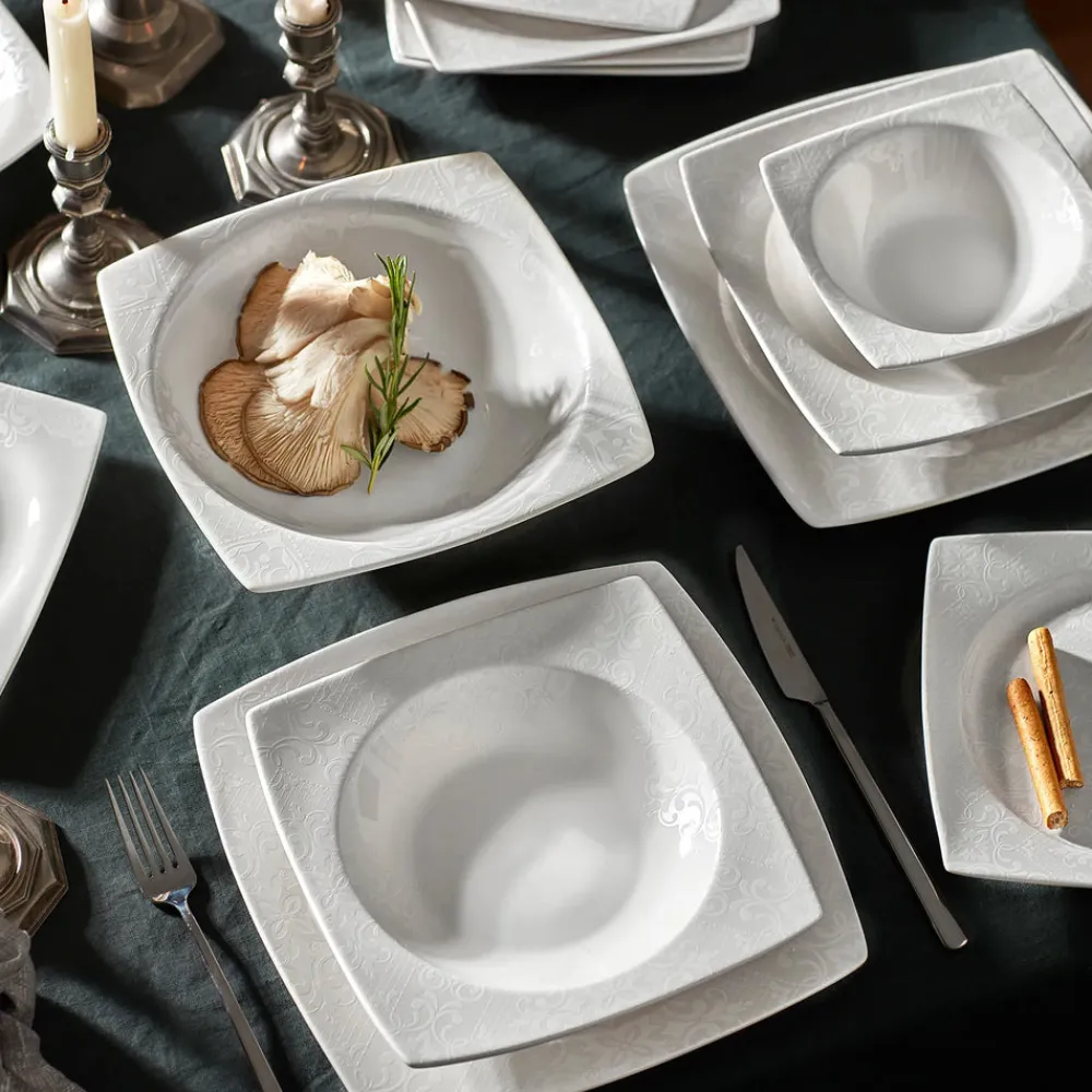 Karaca Way Tafelservice-Set für 12 Personen, 57- teilig Weıß01 Outlet