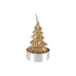 Karaca Weihnachten Tannenbaum 3 Teilig Kerze, 3,8x3,8x7 cm Gold Clearance