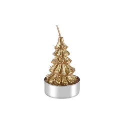 Karaca Weihnachten Tannenbaum 3 Teilig Kerze, 3,8x3,8x7 cm Gold Clearance