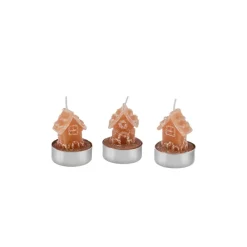 Karaca Weihnachten Lebkuchenhaus 3 Teilig Kerze, 18cmx5cmx6cm, Braun Braun01 Discount