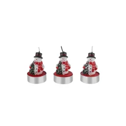 Karaca Weihnachten Schneemann 3 Teilig Kerze, 18.5x6.7cm, Rot Weıß01 Hot