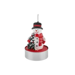 Karaca Weihnachten Schneemann 3 Teilig Kerze, 18.5x6.7cm, Rot Weıß01 Hot