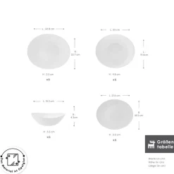 Karaca White Pure Opal Glas Tafelservice 24-teilig für 6 Personen Weıß01 Sale