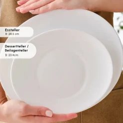 Karaca White Pure Opal Glas Tafelservice 24-teilig für 6 Personen Weıß01 Sale