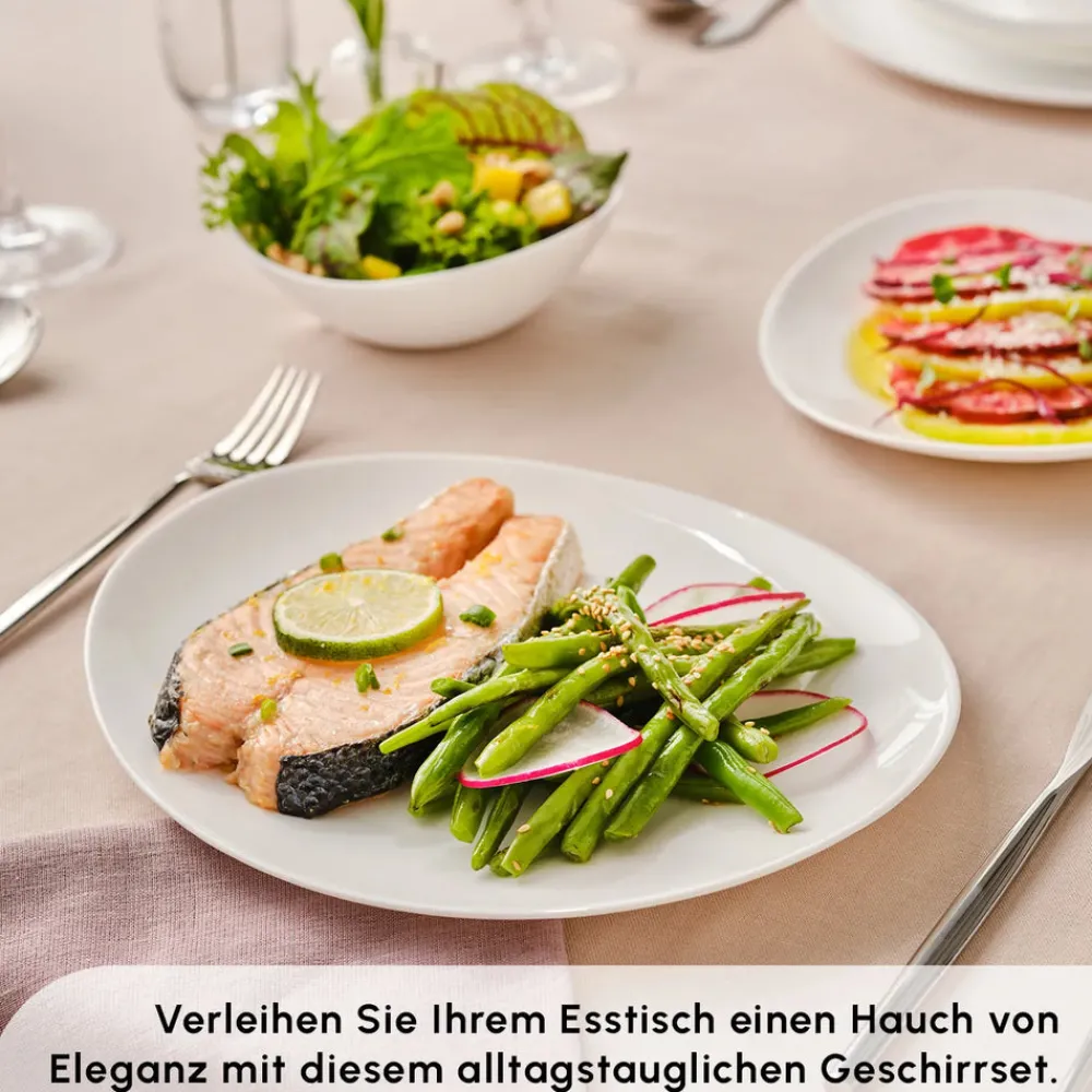 Karaca White Pure Opal Glas Tafelservice 24-teilig für 6 Personen Weıß01 Sale