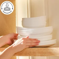 Karaca White Pure Opal Glas Tafelservice 24-teilig für 6 Personen Weıß01 Sale