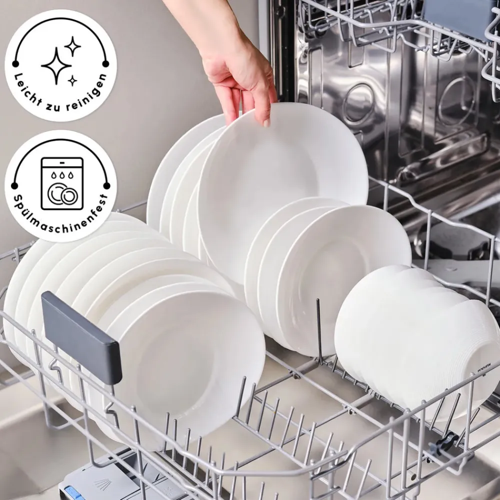 Karaca White Pure Opal Glas Tafelservice 24-teilig für 6 Personen Weıß01 Sale