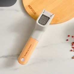 Karaca x Refika Gadgets Knoblauchpresse mit Holzgriff Grau02 Discount