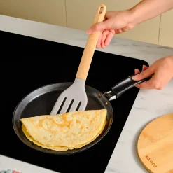Karaca x Refika Gadgets Silikonspatel mit Holzgriff, gerillt Grau02 Clearance