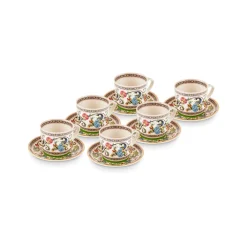Karaca Yasemen 12-teiliges Bone China Espresso Türkisch-Kaffeetassen-Set für 6 Personen, 80 ml, Mehrfarbig Multıfarben Outlet