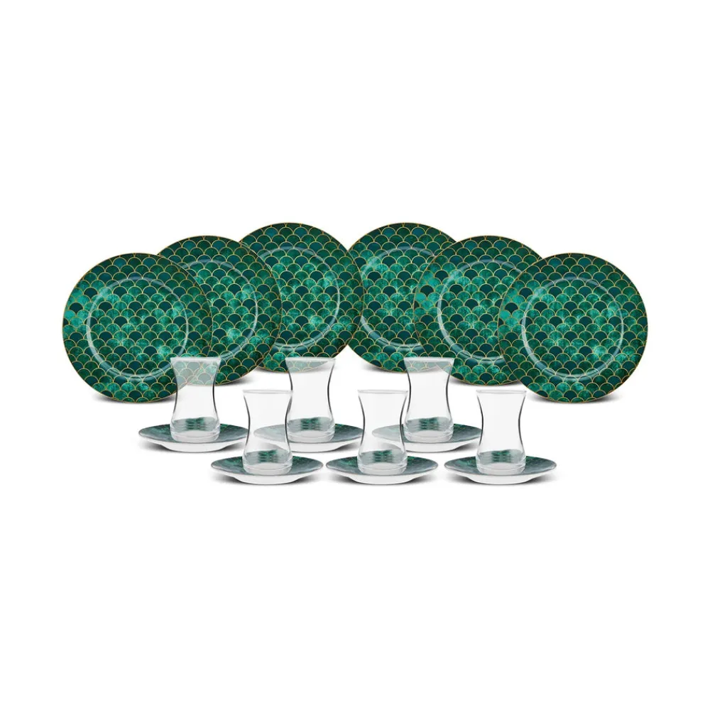 Karaca Zümrüt für 6 Personen Dessert Set , 18 Teilig Multıfarben Online