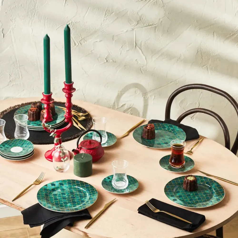Karaca Zümrüt für 6 Personen Dessert Set , 18 Teilig Multıfarben Online