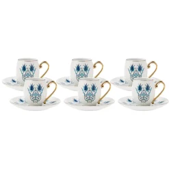 Karaca İznik Kaffeeservice für 6 Personen, 80 ml Blau01 Discount