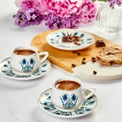 Karaca İznik Neues Formular Kaffeetasse Set für 6 Personen 100 ml Blau01
