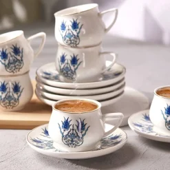 Karaca İznik Neues Formular Kaffeetasse Set für 6 Personen 100 ml Blau01