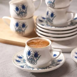 Karaca İznik Neues Formular Kaffeetasse Set für 6 Personen 100 ml Blau01