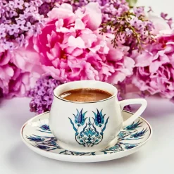 Karaca İznik Neues Formular Kaffeetasse Set für 6 Personen 100 ml Blau01