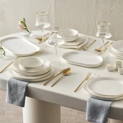 Karaca -Kollektion zum 50-jährigen Jubiläum Streamline New Generation Bone Sign Geschirrset für 12 Personen, 59-teilig Gold New