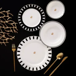 Karaca -Kollektion zum 50-jährigen Jubiläum Korea 24 Teil 6 Person Porzellan Dinner Set Schwarz01 Clearance