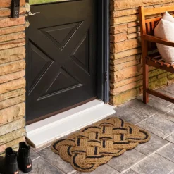 Karaca Kaschmir Teppich Geflochten Schwarz Natur Coco Fußmatte 45x75 cm Outlet