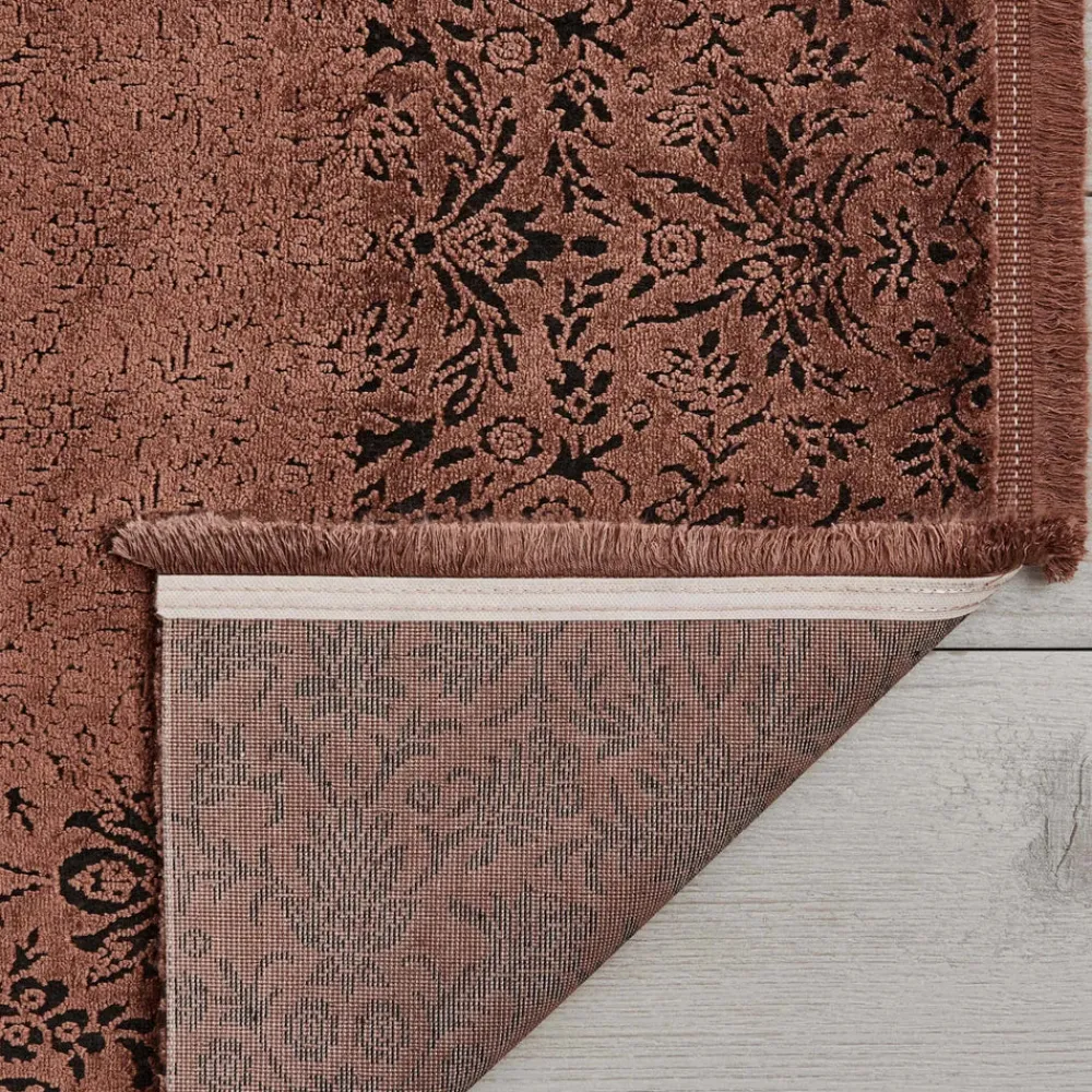 Karaca Kashmir Teppich Viskose Premium Damast Lachs 80x150 cm Teppich Terrakotta Sale