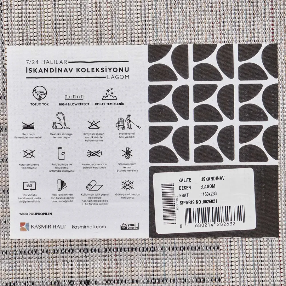 Karaca Kasmir Hali 7/24 Skandinavischer Lagom-Teppich 160x230 cm Outlet