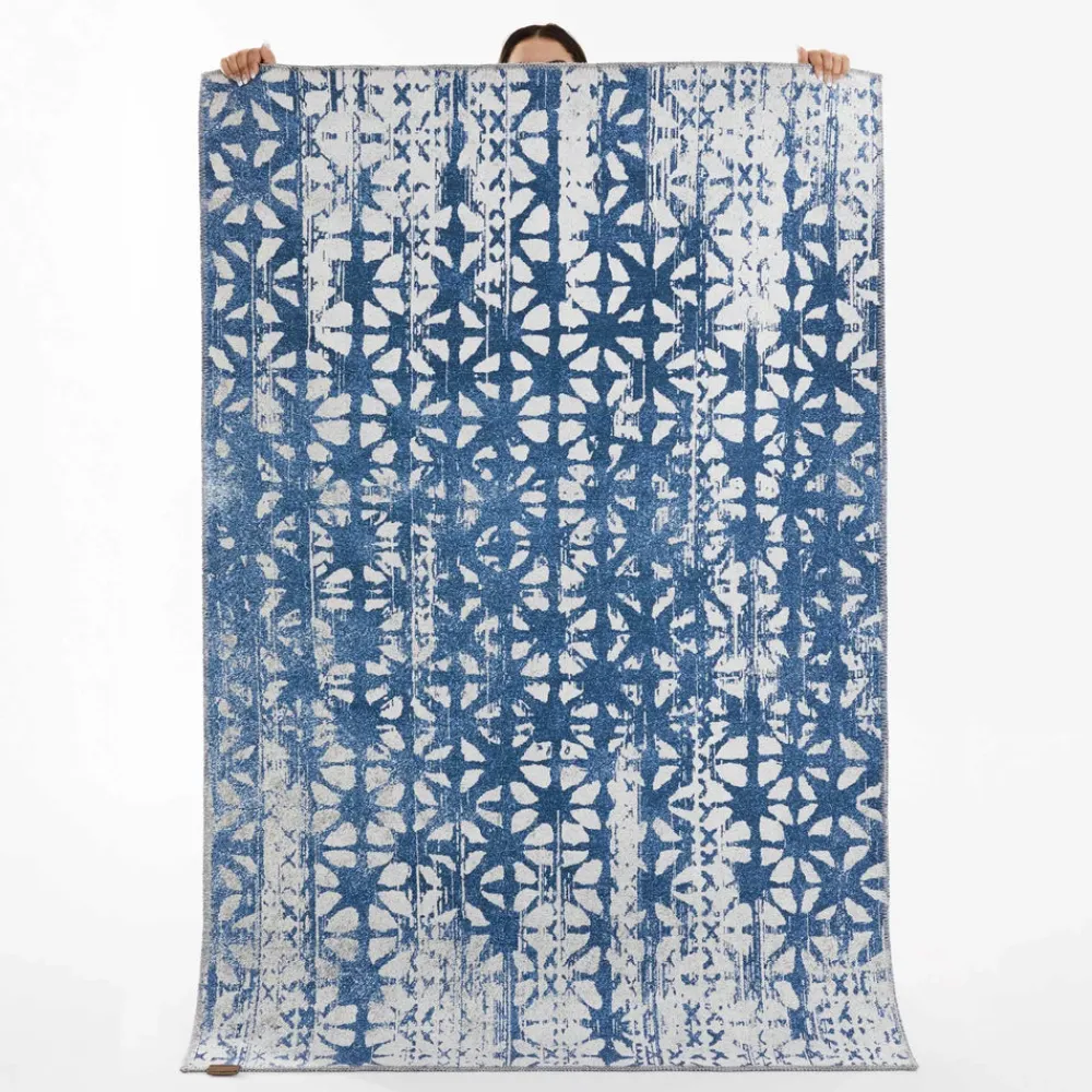 Karaca Kasmir Hali Dekorative Kunst Trend Karpatos Doppelseitiger Teppich 120x180 cm Blau01 Best