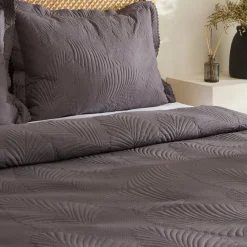 Karaca Leaf Bettüberwurf-Set Anthrazit 230x240 Cm + 2 (50x70 Cm) Anthracıte Online