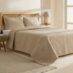 Karaca Leaf Bettüberwurf-Set Beige 230x240 Cm + 2 (50x70 Cm) Beıge Sale