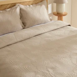 Karaca Leaf Bettüberwurf-Set Beige 230x240 Cm + 2 (50x70 Cm) Beıge Sale