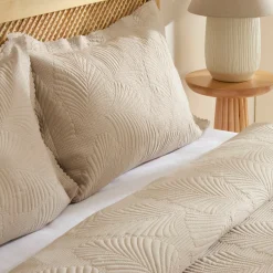 Karaca Leaf Bettüberwurf-Set Beige 230x240 Cm + 2 (50x70 Cm) Beıge Sale