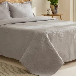Karaca Leaf Bettüberwurf-Set 230x240 Cm + 2 (50x70 Cm) Grau Clearance