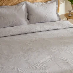 Karaca Leaf Bettüberwurf-Set 230x240 Cm + 2 (50x70 Cm) Grau Clearance
