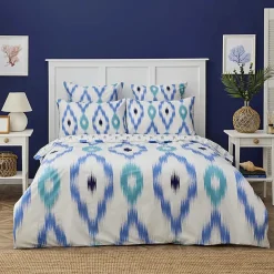 Karaca Nautica Home Ikat BettbezugSet aus 100 % Baumwolle, 155 × 220 cm, WeißBlau - Outlet
