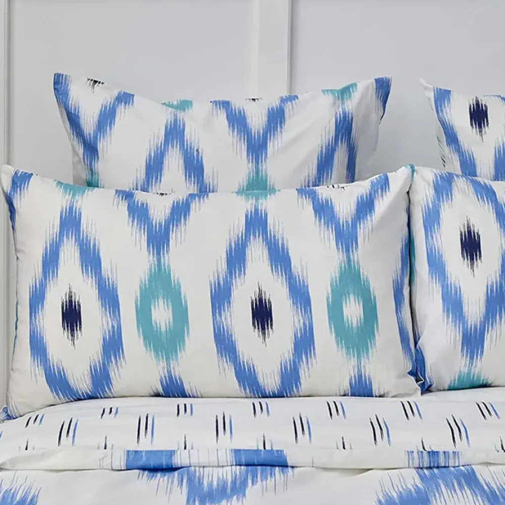 Karaca Nautica Home Ikat BettbezugSet aus 100 % Baumwolle, 155 × 220 cm, WeißBlau - Outlet