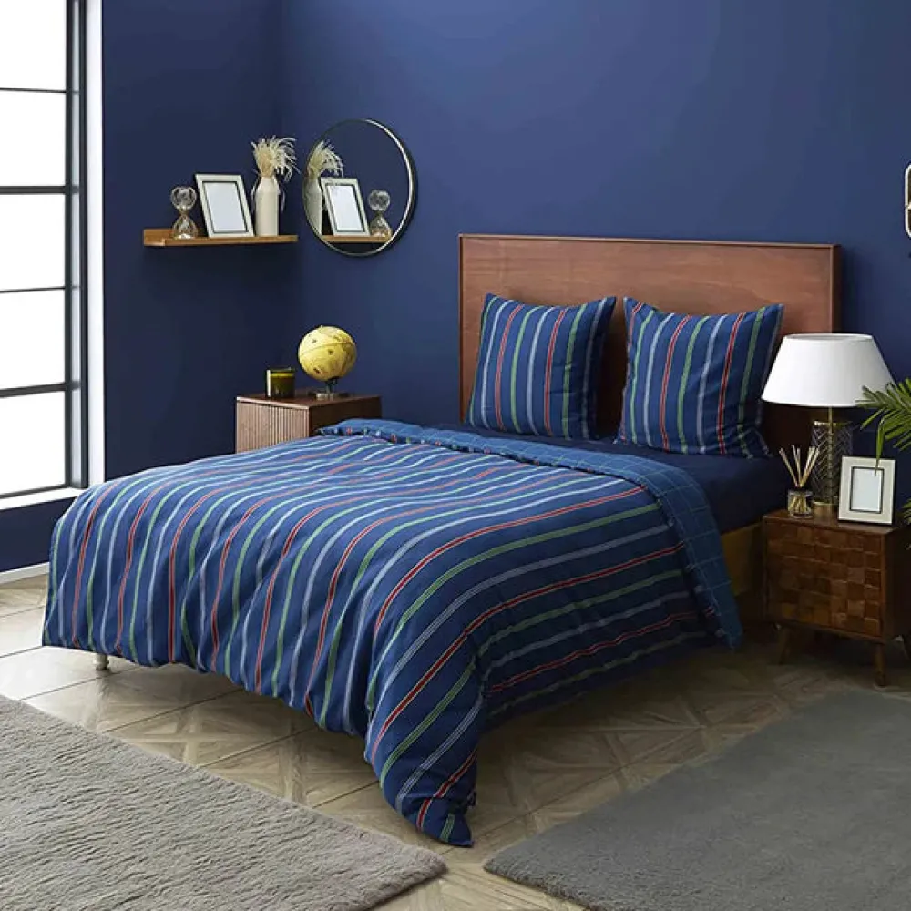 Karaca Nautica Home Ray Bettbezug aus 100 % Baumwolle, 200 × 200 cm, Navy Blue Multi - Hot