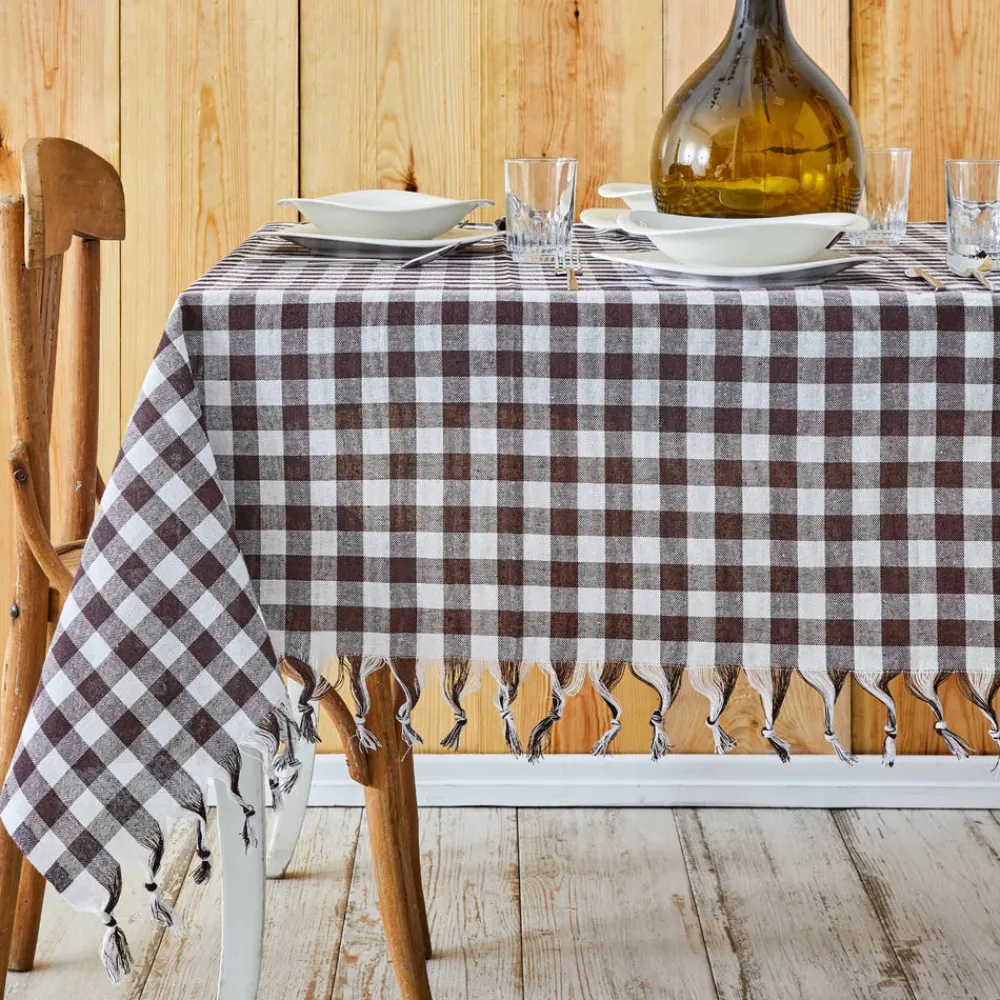 Karaca Sarah Anderson Quadratische Kaffee-Picknick-Tischdecke 140x140 cm Braun01 Sale