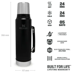 Karaca Stanley Legendary Classic Bottle 1,0 L Matte Black Matt Schwarz New